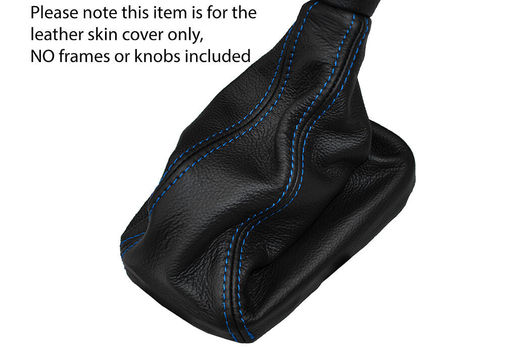 BLUE STITCHING MANUAL LEATHER SKIN GEAR GAITER FITS SUBARU LEGACY 2005-2009