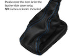 BLUE STITCHING MANUAL LEATHER SKIN GEAR GAITER FITS SUBARU LEGACY 2005-2009