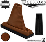 TAN ITALIAN LEATHER HANDBRAKE BOOT+FRAME FITS RANGE ROVER P38 95-02 CUSTOM NEW