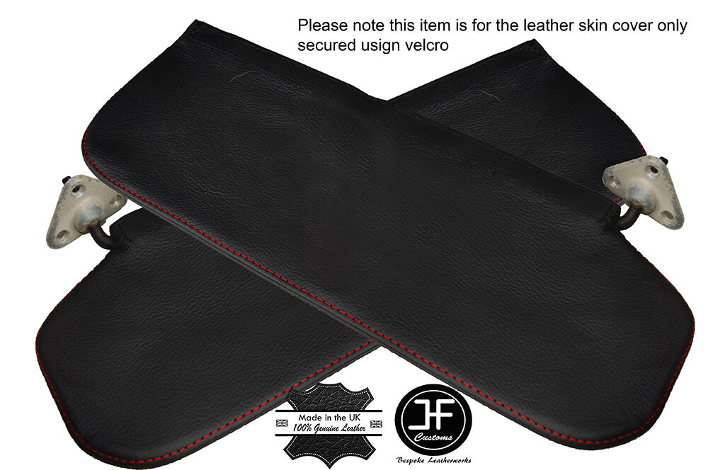 RED STITCHING 2X SUN VISORS LEATHER COVERS FITS HILLMAN MINX SERIES 3 MK3