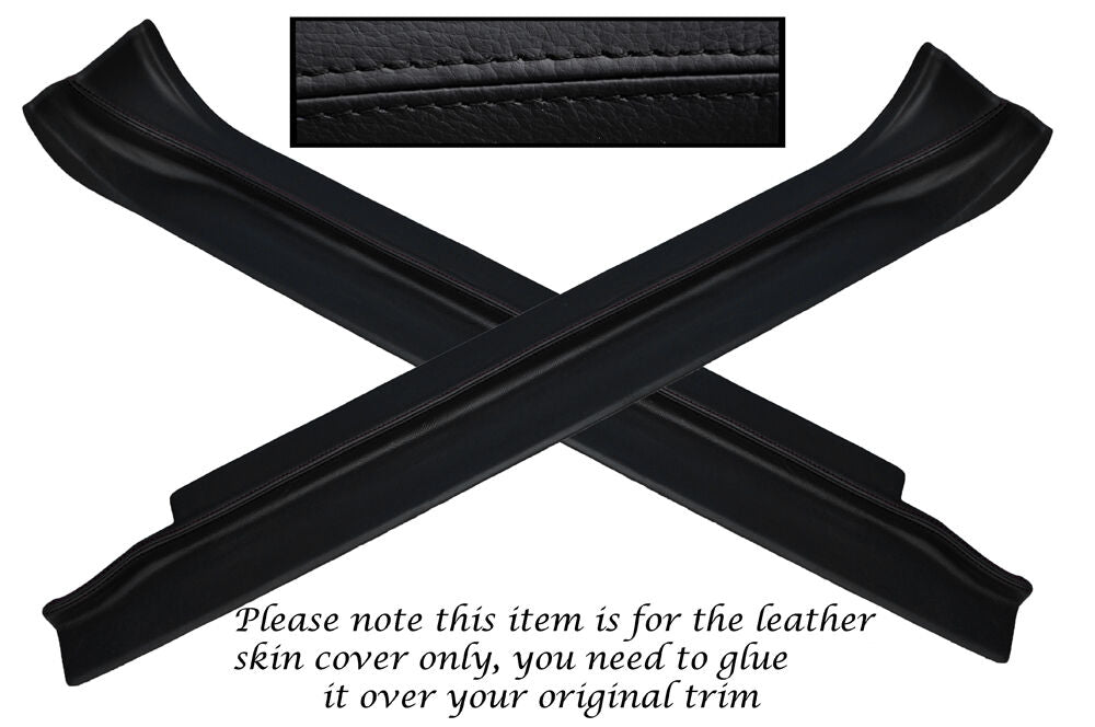 BLACK STITCH 2X DOOR SILL TRIM LEATHER SKIN COVERS FITS AUDI TT 1998-2006