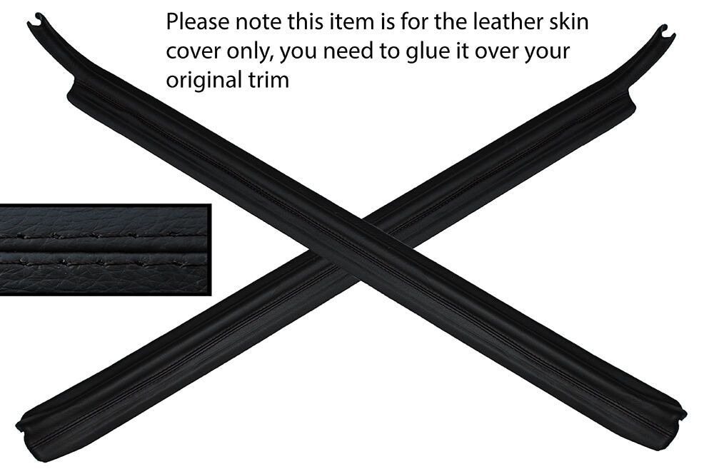 BLACK STITCH 2X DOOR SILL TRIM LEATHER SKIN COVERS FITS MAZDA RX7 FB1 1979-1985