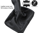 BLACK STITCH TOP GRAIN REAL LEATHER GEAR GAITER FITS VW POLO 9N 9N2 2002-2009