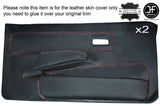 RED STICH 2X FRONT FULL DOOR CARD LEATHER COVER FOR FORD FIESTA MK2 XR2 EARLY