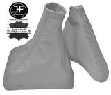 LIGHT GREY LEATHER MANUAL GEAR HANDBRAKE GAITER SET FOR JAGUAR X-TYPE 2001-2009