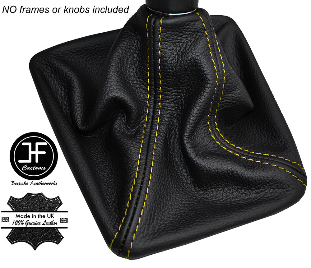 YELLOW STITCH MANUAL LEATHER GEAR GAITER FITS MERCEDES C CLASS W205 2013-2016