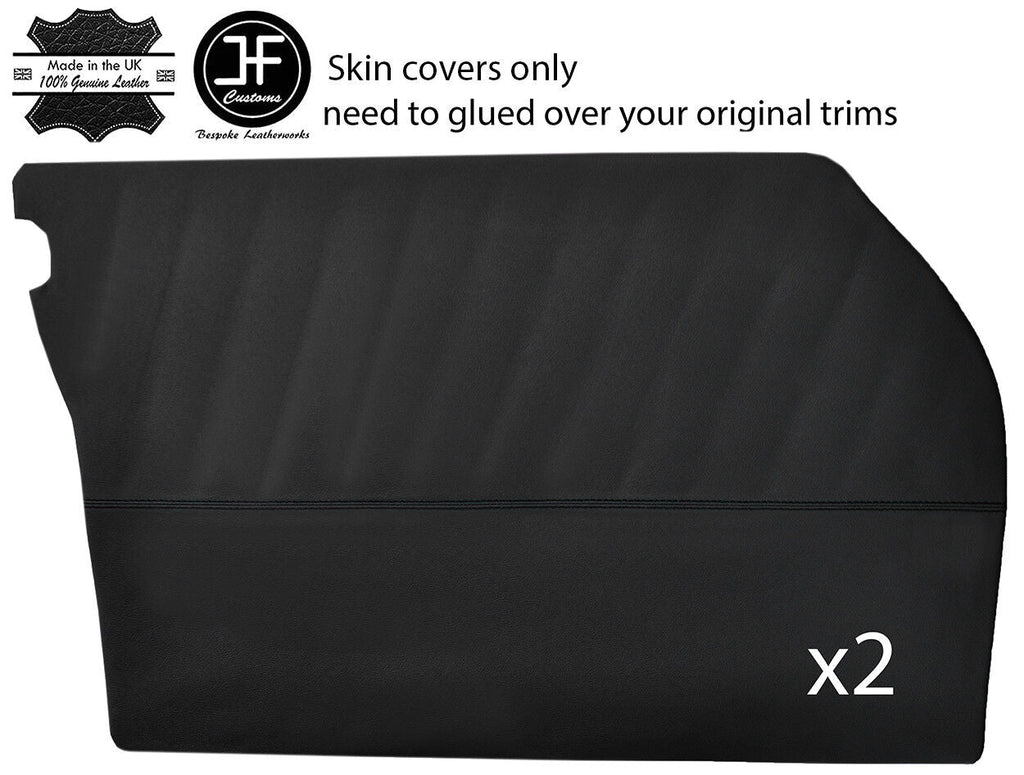 BLACK STITCH 2X FRONT DOOR CARDS REAL LEATHER COVERS FITS MERCEDES W111 SALOON