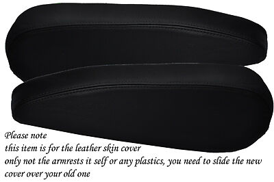 black stitch FITS CITROEN C4 PICASSO 2006+ 2X FRONT SEATS ARMREST LEATHER COVER