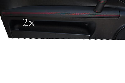FITS FIAT COUPE LEATHER 2X DOOR ARMREST COVERS red stitch CUSTOM NEW MADE IN UK
