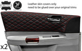 RED DIAMOND STITCH 2XFRONT DOOR CARD TRIM LTHR COVER FOR CHRYSLER 300C 05-11