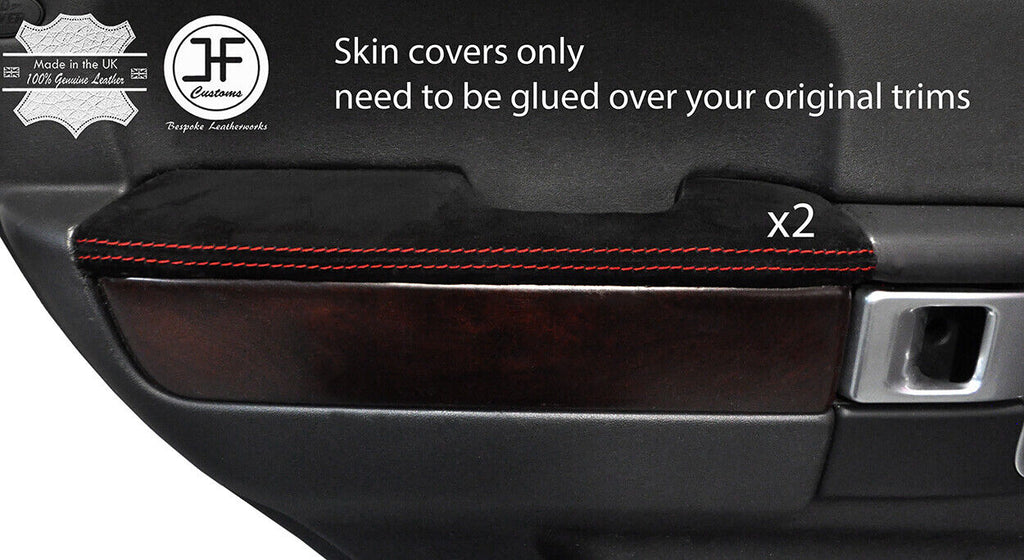 RED STITCH 2X REAR DOOR ARMREST SUEDE COVERS FITS RANGE ROVER VOGUE 06-12
