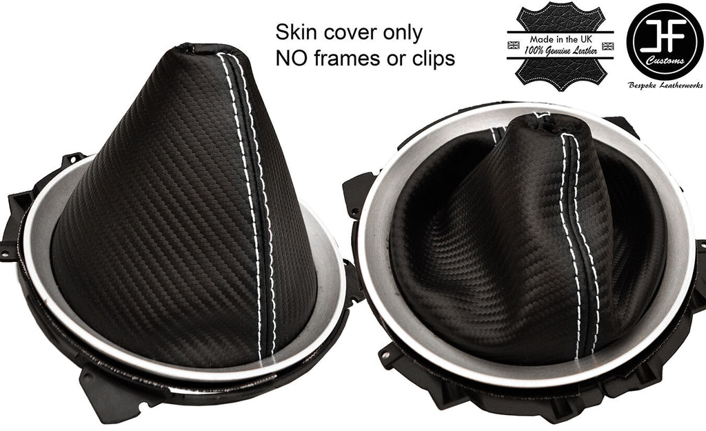 WHITE STITCH CARBON FIBER VINYL MANUAL GEAR GAITER FITS 350Z Z33 2002-2009