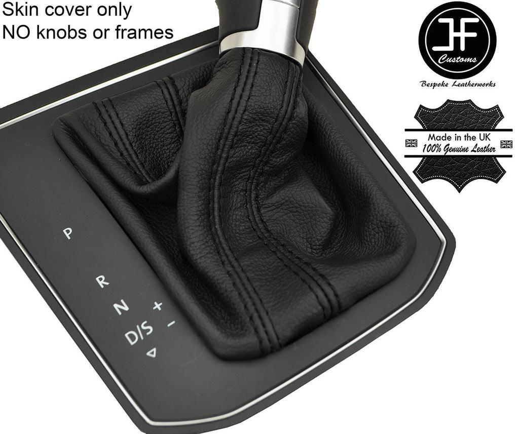 BLACK & BLACK STRIPE LEATHER DSG AUTOMATIC GEAR GAITER FOR VW TOURAN 5T 15-17