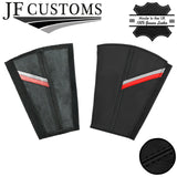 BLACK STITCH SPORT STRIPES 2X SEAT BELT LONG COVERS FOR AUDI A4 B9 15-20