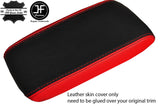 BLACK & RED TOP GRAIN LEATHER ARMREST LID COVER FITS DACIA DUSTER 2010-2017