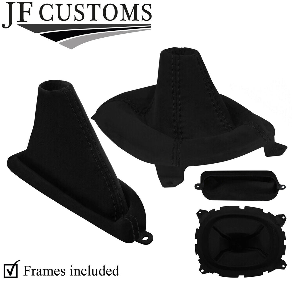BLACK STITCH LUXE SUEDE GEAR+HANDBRAKE+PLASTIC FRAME FOR MAZDA RX7 FD3S 92-02