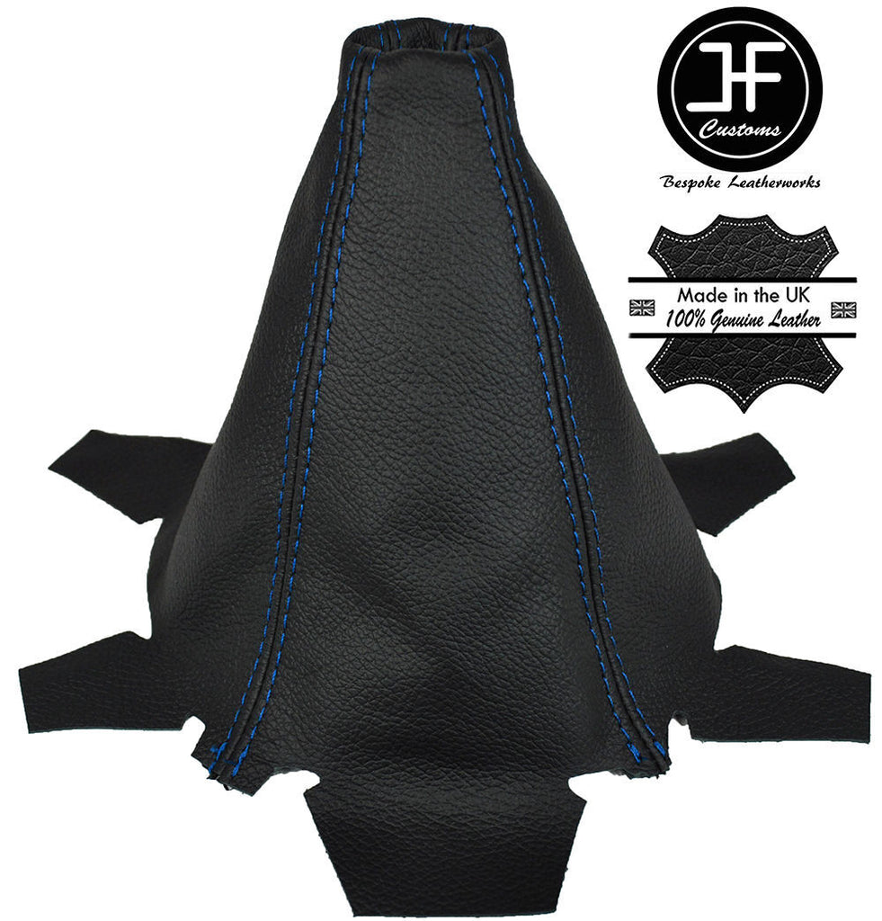 BLUE STITCHING FOR HONDA JAZZ 2009-2014 BLACK LEATHER GEAR STICK GAITER COVER