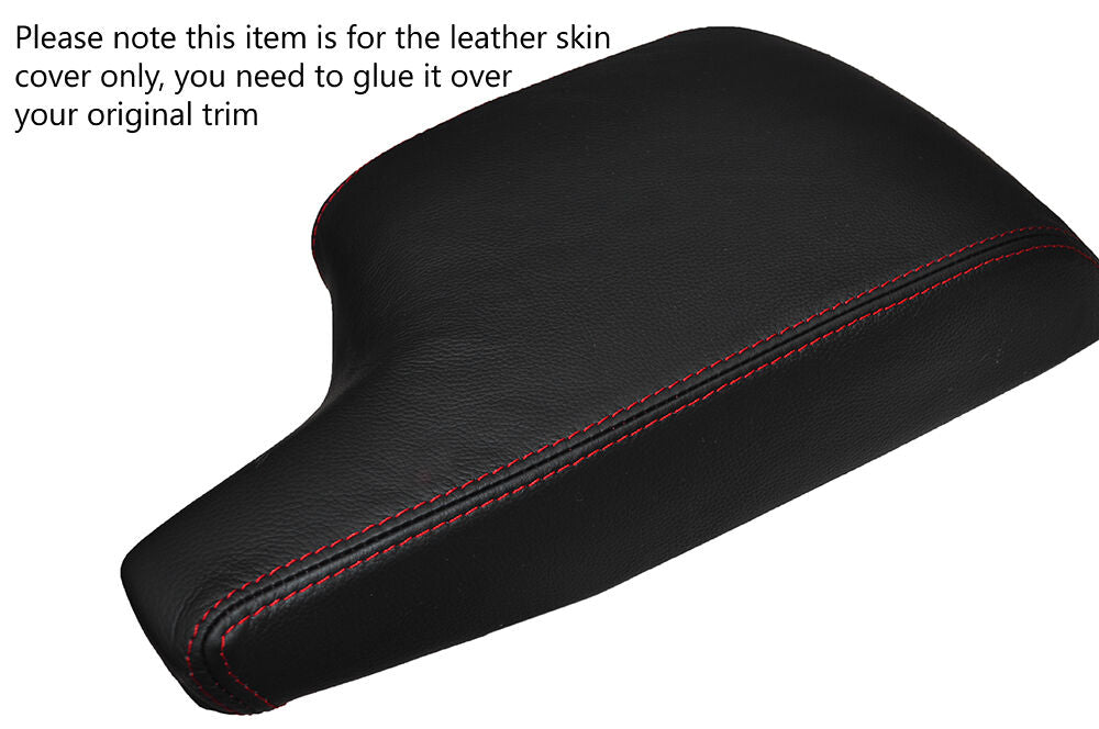 RED STITCHING LEATHER ARMREST LID SKIN COVER FITS MAZDA 3 2014-2015 CUSTOM NEW