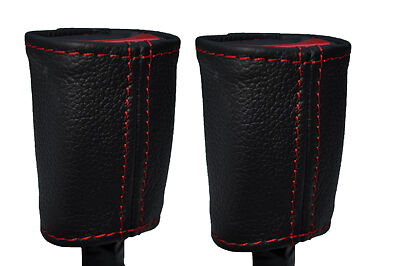 RED STITCH 2X SEAT BELT STALK LEATHER COVERS FITS SMART ROADSTER 2003-2005