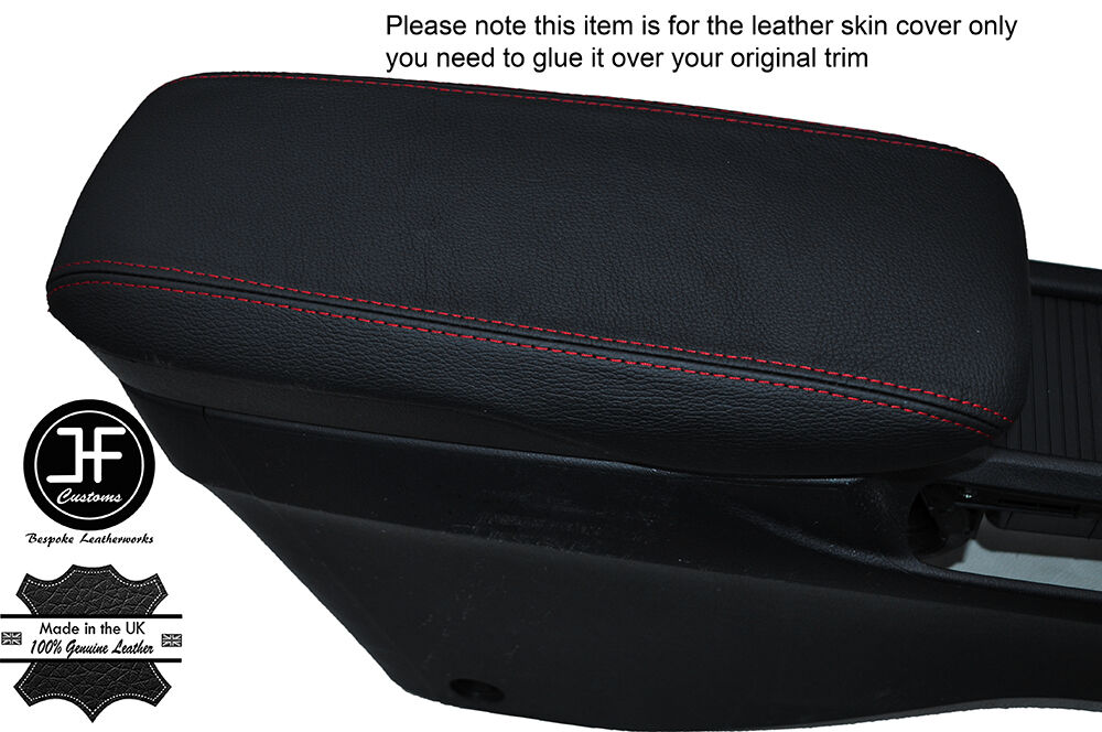 RED STITCH ARMREST LID LEATHER COVER FITS HONDA CIVIC & TYPE R MK8 2006-2012