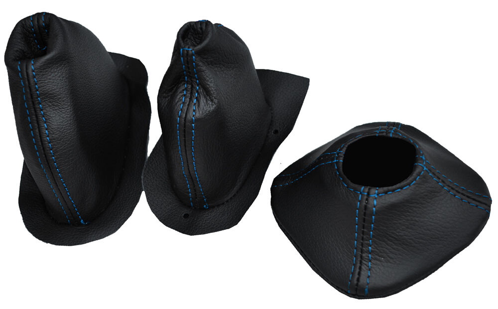 BLUE STITCH GEAR+TRANSFER+HANDBRAKE LEATHER GAITER FITS LAND ROVER SERIES 2A 3