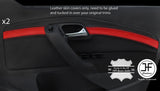 BLACK & RED 2X FRONT DOOR CARD TRIM LTHR COVERS FOR VW POLO MK8 09-16 5 DOOR