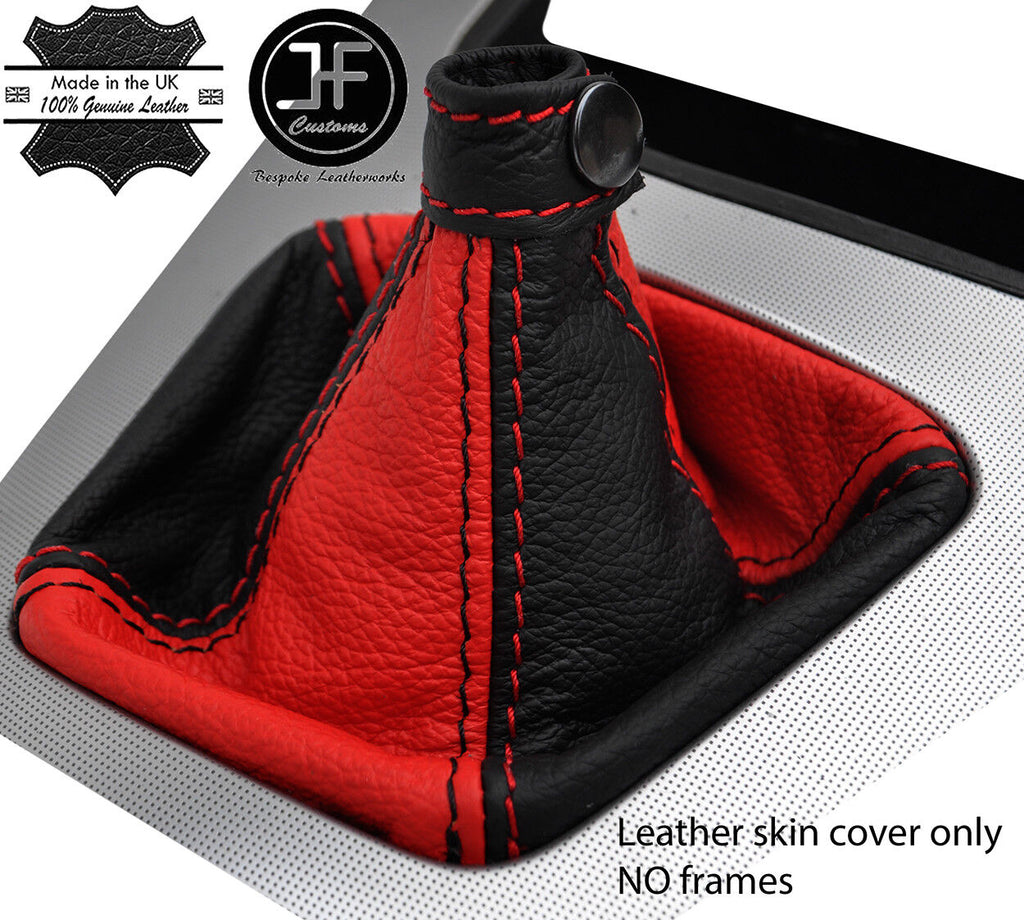 BLACK & RED TOP GRAIN REAL LEATHER GEAR GAITER FITS HYUNDAI TUCSON 2004-2012