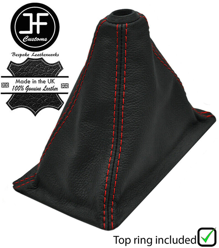 RED STITCH LEATHER GEAR GAITER WITH TOP RING FOR HONDA CIVIC 1988-1995