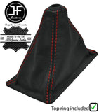 RED STITCH LEATHER GEAR GAITER WITH TOP RING FOR HONDA CIVIC 1988-1995