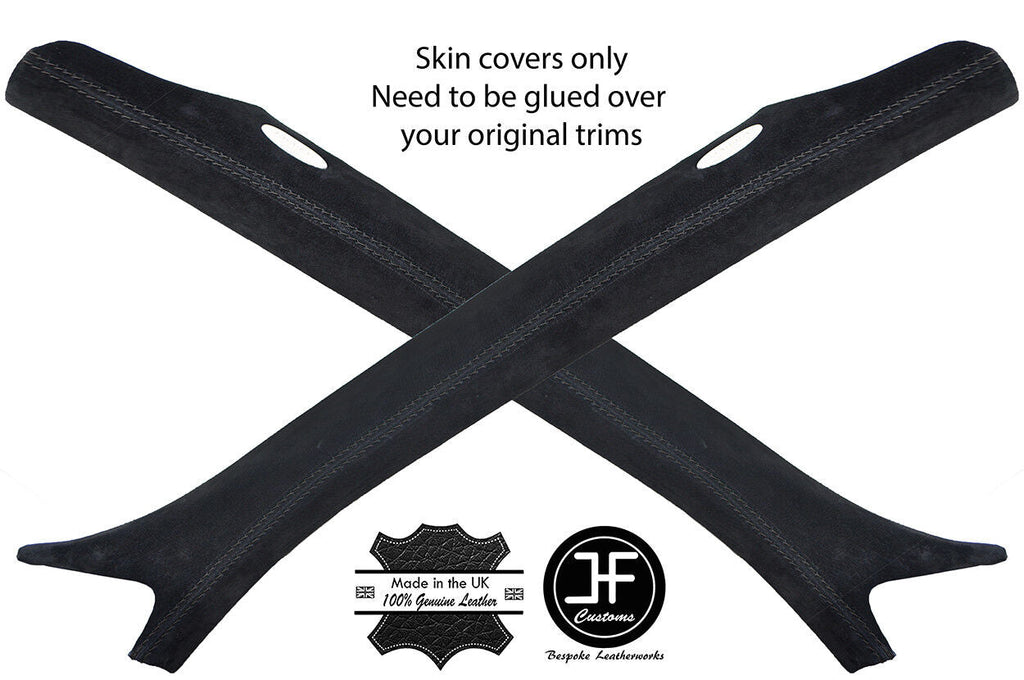 BLACK STITCHING 2X A PILLAR SUEDE COVERS FOR RANGE ROVER SPORT 2005-2013