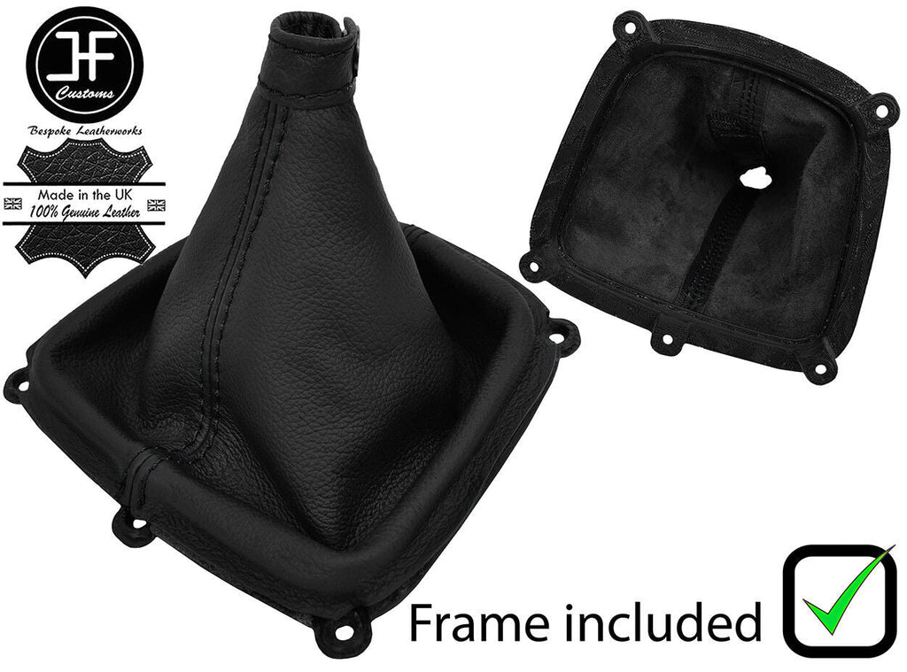 BLACK STITCH LEATHER GEAR GAITER+PLASTIC FRAME FITS HYUNDAI SANTA FE 2006-2012