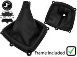 BLACK STITCH LEATHER GEAR GAITER+PLASTIC FRAME FITS HYUNDAI SANTA FE 2006-2012