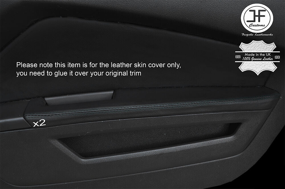 BLACK STITCH 2X FRONT DOOR ARMREST LEATHER COVERS FITS FORD MUSTANG 2010-2014