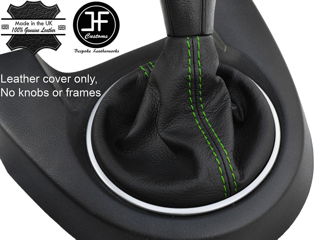 GREEN STITCH TOP GRAIN LEATHER MANUAL GEAR GAITER FITS MAZDA 2 2008-2014