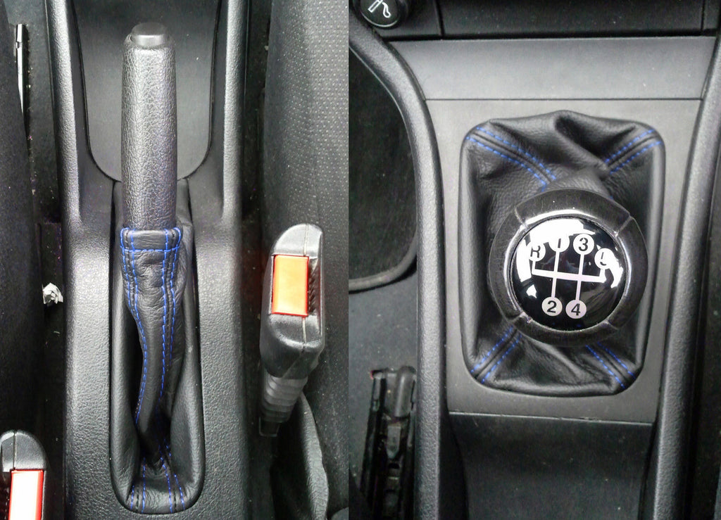 FITS ASTRA MK4 COUPE 4 DOORS GEAR&HANDBRAKE BLUE DOUBLE STITCHING NEW 1998-2005