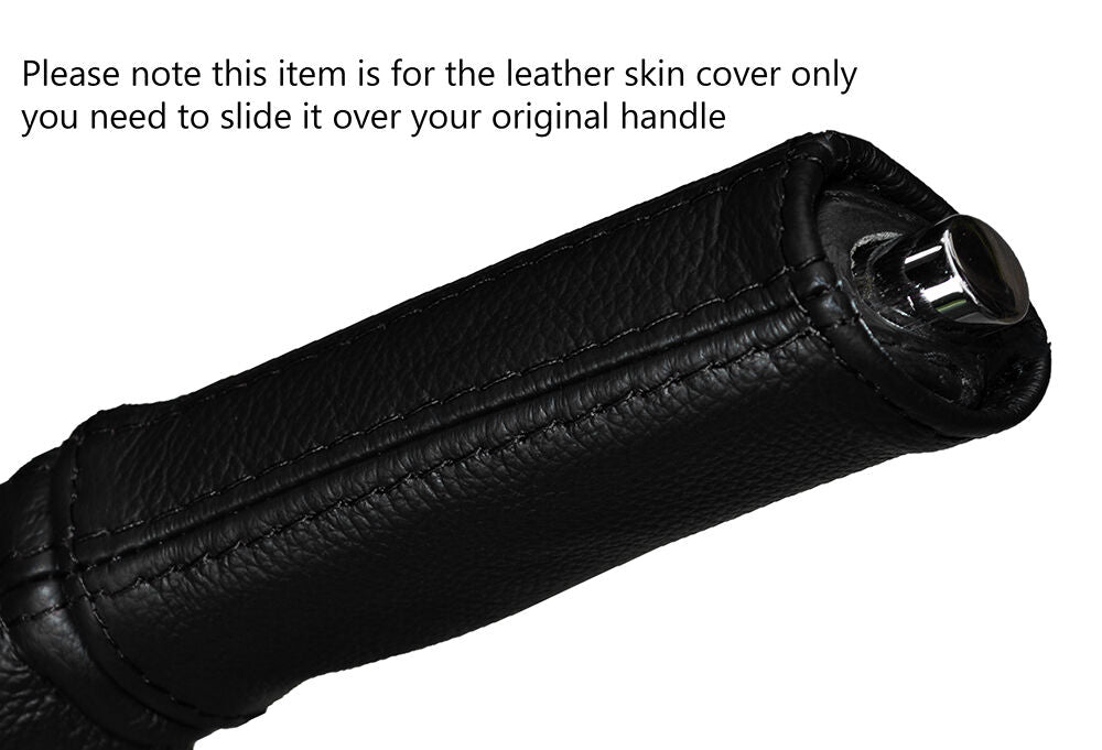 BLACK STITCH HANDBRAKE HANDLE LEATHER SKIN COVER FITS FORD MUSTANG 2010-2014