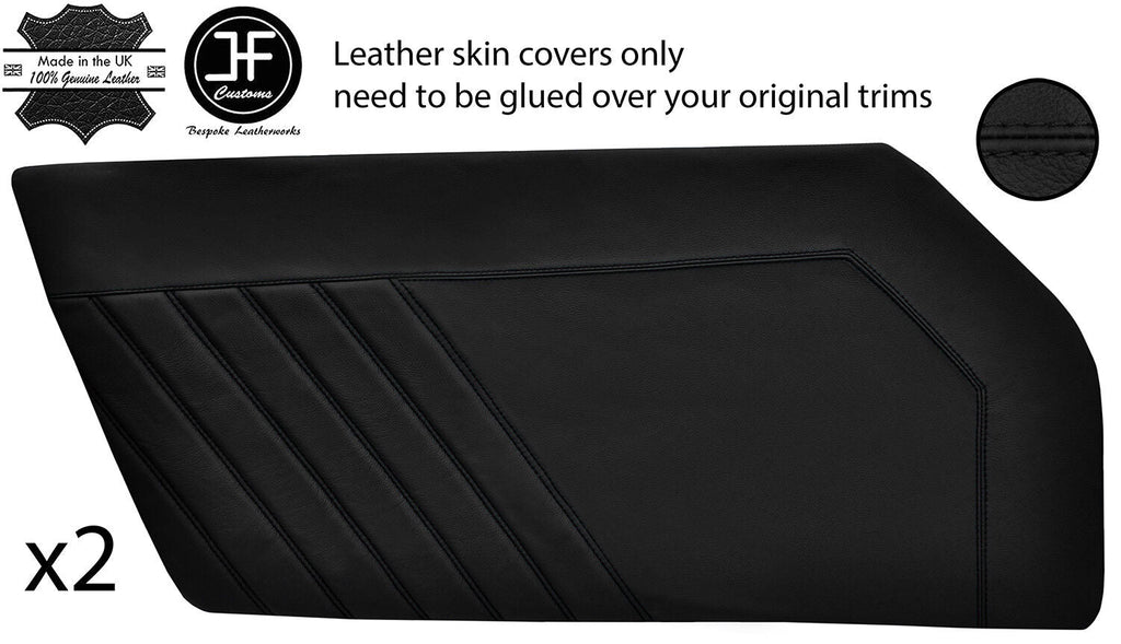 BLACK STITCH 2X FRONT FULL DOOR CARD LEATHER COVERS FITS PORSCHE 911 912 65-70