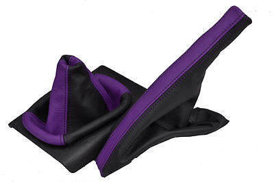 FITS  VW GOLF MK2 MK3  JETTA  BLACK & PURPLE LEATHER GEAR AND HANDBRAKE GAITER