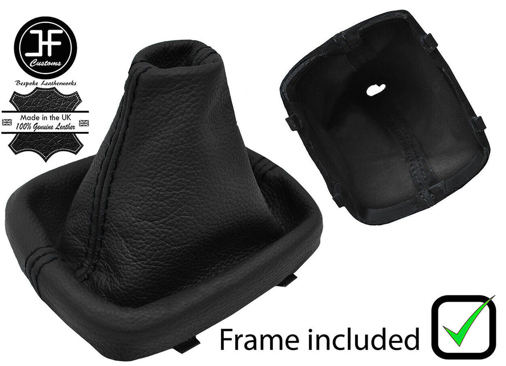 BLACK STITCH LEATHER MANUAL GEAR GAITER+ PLASTIC FRAME FITS AUDI A1 2010-2018