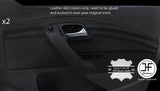 BLACK & BLACK 2X FRONT DOOR CARD TRIM LTHR COVERS FOR VW POLO MK8 09-16 5 DOOR
