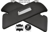 BLACK STITCHING 2X SUN VISORS REAL LEATHER COVERS FITS VW AMAROK 2010-2017