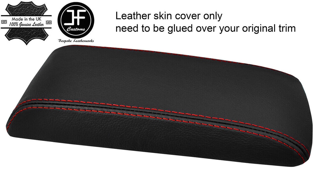 RED STITCH TOP GRAIN LEATHER ARMREST COVER FITS SUBARU LEGACY MK2 1994-1999