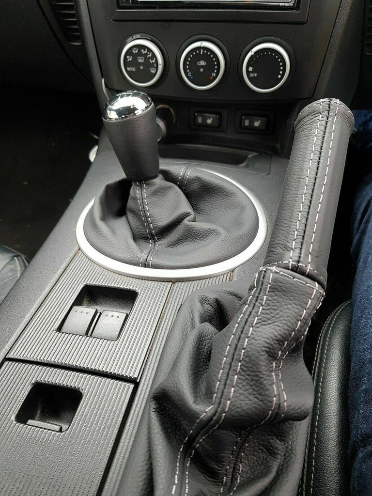 GREY STITCH FOR MAZDA MX5 MK3 NC 05-2014 LEATHER GEAR HANDBRAKE + HANDLE COVER