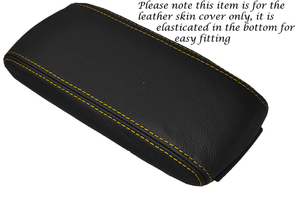 YELLOW STITCH LEATHER ARMREST ELASTICATED SKIN COVER FITS AUDI A3 8P S3 03-12