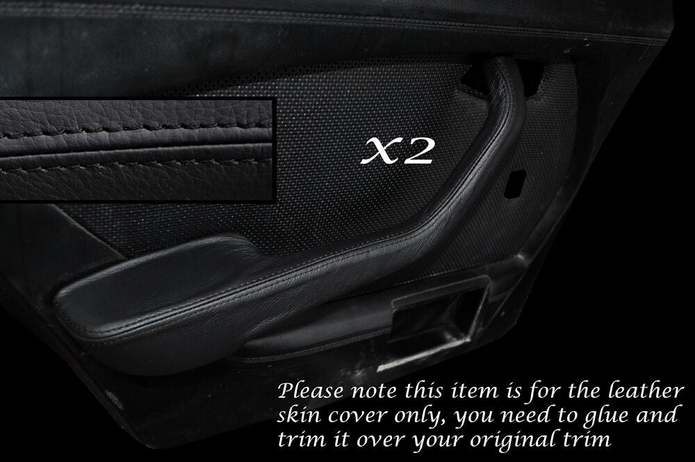 BLACK STITCH 2X REAR DOOR HANDLE ARMREST SKIN COVERS FITS MERCEDES W116 72-80