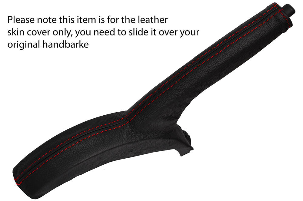 RED STITCHING LEATHER SKIN HANDBRAKE GAITER FITS NISSAN MICRA K13 2011-2015