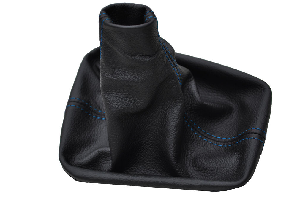 FITS VW VW POLO Mk3 2000 2001 LUPO BLACK GAITER REAL LEATHER BLUE STITCH NEW