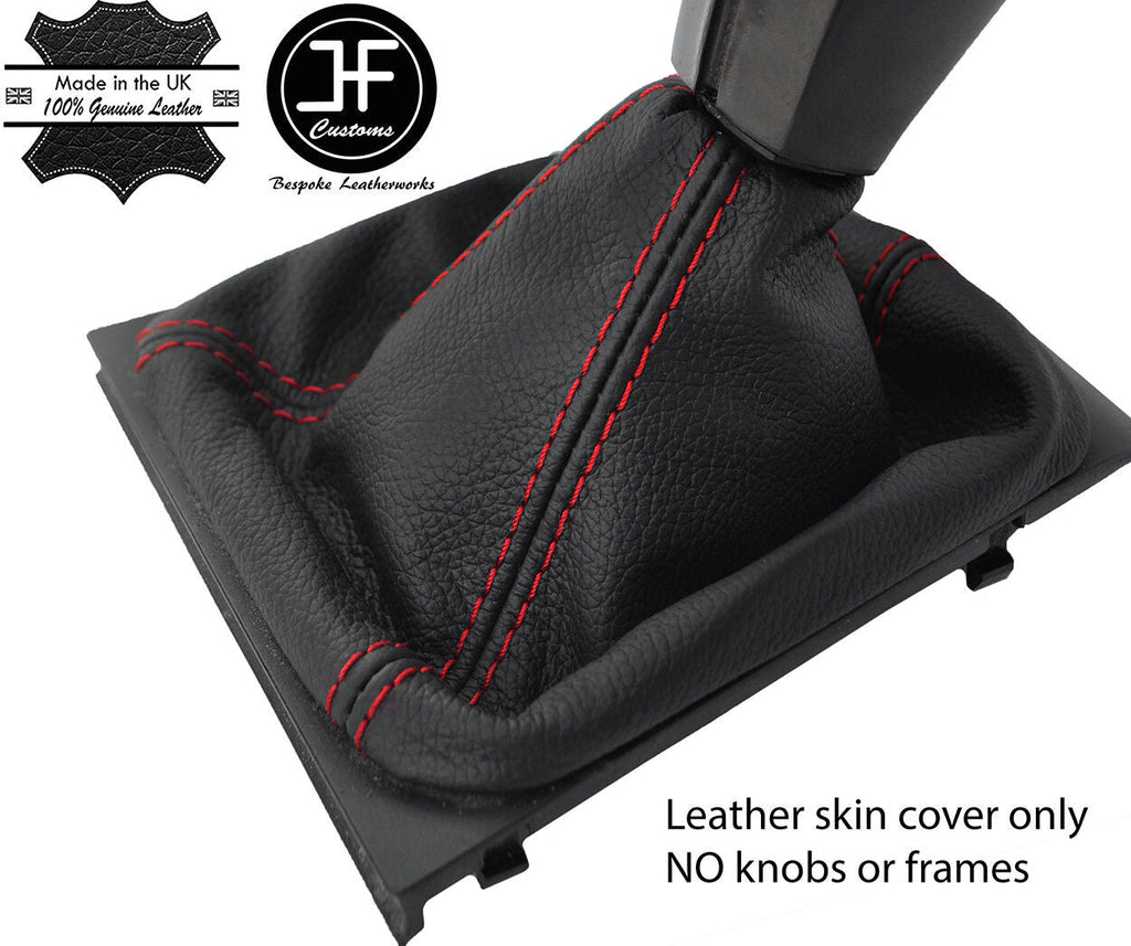 RED STITCH TOP GRAIN REAL LEATHER GEAR GAITER FITS SKODA OCTAVIA MK2 04-12