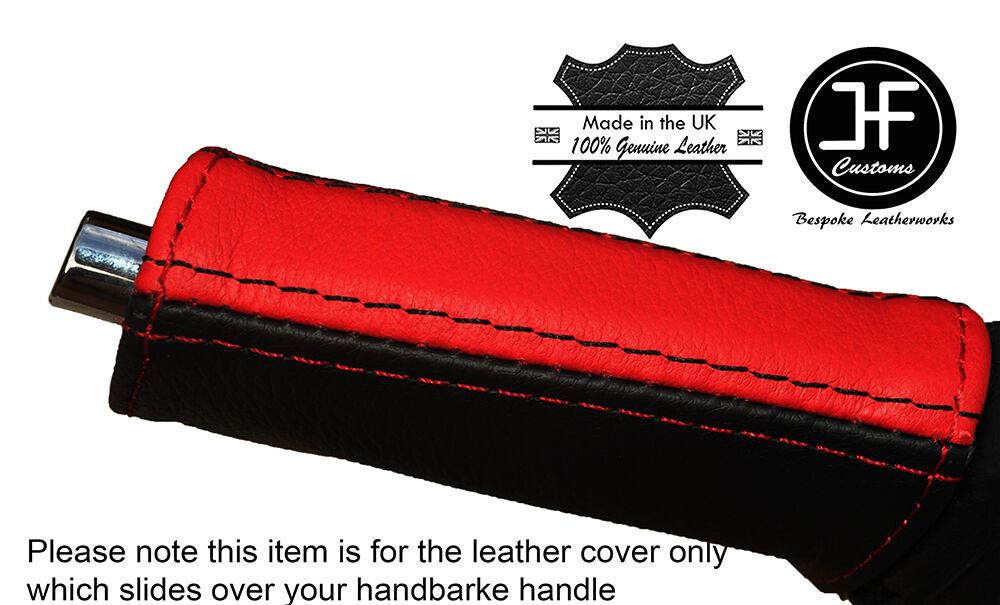BLACK & RED E BRAKE HANDBRAKE HANDLE LEATHER COVER FITS FORD MUSTANG 15-17