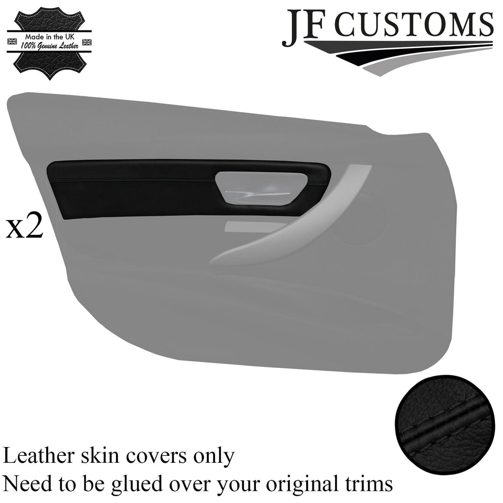 BLACK STITCH LEATHER 2X FRONT DOOR CARD TRIM COVER FOR BMW F30 11-18 SALOON